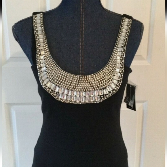 Inc  Neckless Line Silver Evening Short Dress - Picture 5 of 8